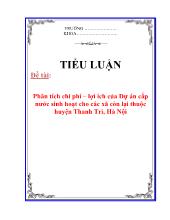 Luận văn Phân tích chi phí – Lợi ích của dự án cấp nước sinh hoạt cho các xã còn lại thuộc huyện Thanh Trì, Hà Nội