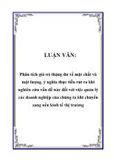 Luận văn Phân tích giá trị thặng dư về mặt chất và mặt lượng - Ý nghĩa thực tiễn rút ra khi nghiên cứu vấn đề này đối với việc quản lý các doanh nghiệp của chúng ta khi chuyển sang nền kinh tế thị trường