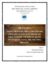 Luận văn Phân tích lợi thế cạnh tranh của gỗ và các sản phẩm gỗ Việt Nam so với trung quốc xuất khẩu sang thị trường Hoa Kỳ