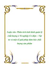 Luận văn Phân tích tình hình quản lý chất lượng tại Xí nghiệp Cơ điện – Vật tư và một số giải pháp đảm bảo chất lượng sản phẩm