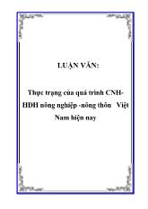 Luận văn Thực trạng của quá trình công nghiệp hóa, hiện đại hóa nông nghiệp - Nông thôn Việt Nam hiện nay