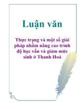 Luận văn Thực trạng và một số giải pháp nhằm nâng cao trình độ học vấn và giảm mức sinh ở Thanh Hoá
