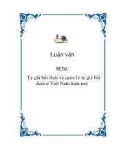 Luận văn Tỷ giá hối đoái và quản lý tỷ giá hối đoái ở Việt Nam hiện nay