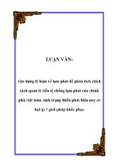 Luận văn Vận dụng lý luận về lạm phát để phân tích chích sách quản lý tiền tệ chống lạm phát của chính phủ Việt Nam - Tình trạng thiểu phát hiện nay có hạI gì - GiảI pháp khắc phục