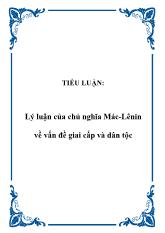 Lý luận của chủ nghĩa Mác - Lênin về vấn đề giai cấp và dân tộc