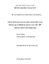 Phân tích lỗi sai của học sinh Việt Nam trong quá trình sửdụng câu chữ“了” trong tiếng Hán hiện đại