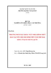 Phương pháp dạy khẩu ngữ theo hình thức đào tạo tín chỉ cho sinh viên năm thứ hai khoa ngôn ngữ và văn học Trung Quốc