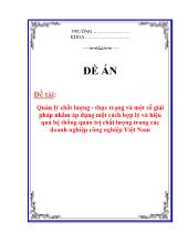 Quản lý chất lượng - Thực trạng và một số giải pháp nhằm áp dụng một cách hợp lý và hiệu quả hệ thống quản trị chất lượng trong các doanh nghiệp công nghiệp Việt Nam
