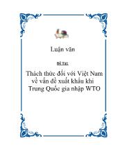 Thách thức đối với Việt Nam về vấn đề xuất khẩu khi Trung Quốc gia nhập WTO