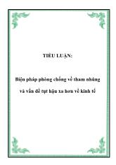 Tiểu luận Biện pháp phòng chống về tham nhũng và vấn đề tụt hậu xa hơn về kinh tế
