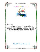 Tiểu luận Kế toán tiền lương và các khoản trích theo lương tại công ty TNHH Tiên Sơn Thanh Hóa