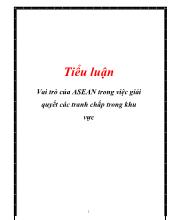 Tiểu luận Vai trò của Asean trong việc giải quyết các tranh chấp trong khu vực
