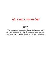 Vận dụng quan điểm của Đảng về xây dựng nền văn hóa tiên tiến đậm đà bản sắc dân tộc trong việc xây dựng văn hóa kinh doanh ở Việt Nam hiện nay