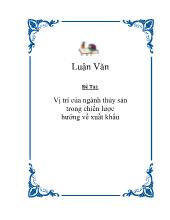 Vị trí của ngành thủy sản trong chiến lược hướng về xuất khẩu