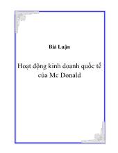 Bài luận hoạt động kinh doanh quốc tế của MC donald