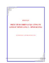 Bài luận phân tích chiến lược công ty gốm sứ Minh Long I – Bình Dương