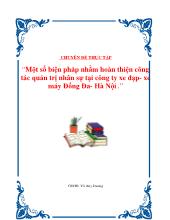 Chuyên đề Một số biện pháp nhằm hoàn thiện công tác quản trị nhân sự ở công ty xe đạp - Xe máy Đống Đa - Hà Nội