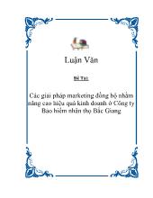 Đề tài Các giải pháp marketing đồng bộ nhằm nâng cao hiệu quảkinh doanh ở Công ty Bảo hiểm nhân thọ Bắc Giang