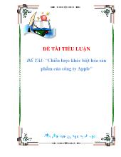 Đề tài Chiến lược khác biệt hóa sản phẩm của công ty Apple