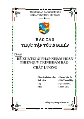 Đề tài Đề xuất giải pháp nhằm hoàn thiện quy trình đảm bảo chất lượng