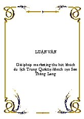 Đề tài Giải pháp marketing thu hút khách du lịch Trung Quốc tại khách sạn Sen Thăng Long