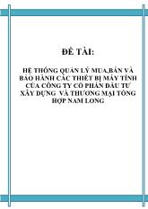 Đề tài Hệ thống quản lý mua, bán và bảo hành các thiết bị máy tính của công ty cổ phần đầu tư xây dựng và thương mại tổng hợp Nam Long