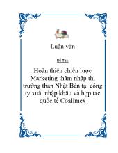 Đề tài Hoàn thiện chiến lược Marketing thâm nhập thị trường than Nhật Bản ở công ty xuất nhập khẩu và hợp tác quốc tế Coalimex