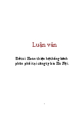 Đề tài Hoàn thiện hệ thống kênh phân phối tại công ty bia Hà Nội
