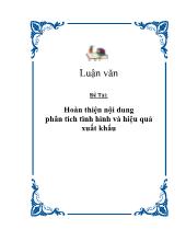 Đề tài Hoàn thiện nội dung phân tích tình hình và hiệu quả xuất khẩu