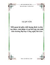 Đề tài Mối quan hệ giữa chất lượng dịch vụ đào tạo được cảm nhận và sự hài lòng của sinh viên trường Đại học Công nghệ Sài Gòn