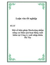Đề tài Một số biện pháp Marketing nhằm nâng cao hiệu quả hoạt động xuất khẩu tại Công ty xuất nhập khẩu Hà Tây