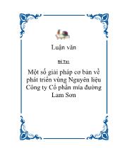Đề tài Một số giải pháp cơ bản về phát triển vùng Nguyên liệu Công ty Cổ phần mía đường Lam Sơn