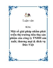 Đề tài Một số giải pháp nhằm phát triển thịtrường tiêu thụsản phẩm của công ty TNHH sản xuất, thương mại và dich vụ Đức - Việt