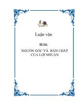 Đề tài Nguồn gốc và bản chất của lợi nhuận