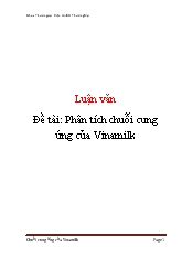 Đề tài Phân tích chuỗi cung ứng của Vinamilk