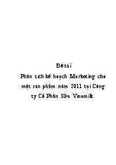Đề tài Phân tích kế hoạch marketing cho một sản phẩm năm 2011 tại công ty cổ phần sữa vinamilk
