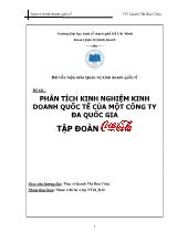 Đề tài Phân tích kinh nghiệm kinh doanh quốc tếcủa một công ty đa quốc gia tập đoàn Coca cola