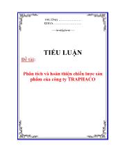Đề tài Phân tích và hoàn thiện chiến lược sản phẩm của công ty TRAPHACO