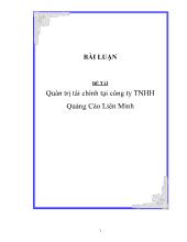 Đề tài quản trị tài chính tại công ty TNHH quảng cáo liên minh