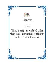 Đề tài Thực trạng sản xuất và biện pháp đẩy mạnh xuất khẩu gạo ra thị trường thế giới