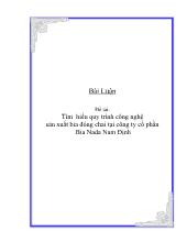 Đề tài Tìm hiểu quy trình công nghệ sản xuất bia đóng chai tại công ty cổ phần Bia Nada Nam Định