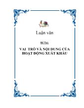 Đề tài Vai trò và nội dung của hoạt động xuất khẩu