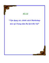 Đề tài Vận dụng các chính sách Marketingmix tại Trung tâm Du lịch Hà Nội