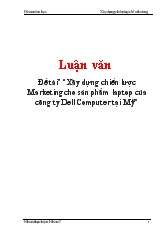 Đề tài Xây dựng chiến lược Marketing cho sản phẩm laptop của công ty Dell Computer tại Mỹ