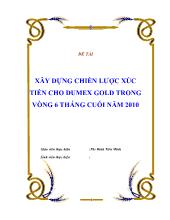Đề tài Xây dựng chiến lược xúc tiến cho dumex gold trong vòng 6 tháng cuối năm 2010