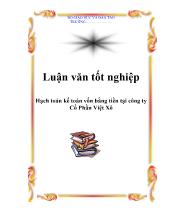 Luận văn Hạch toán kế toán vốn bằng tiền tại công ty Cổ Phần Việt Xô