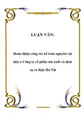 Luận văn Hoàn thiện công tác kế toán nguyên vật liệu ở Công ty cổ phần sản xuất và dịch vụ cơ điện Hà Nội