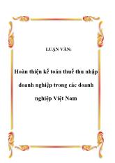 Luận văn Hoàn thiện kế toán thuế thu nhập doanh nghiệp trong các doanh nghiệp Việt Nam