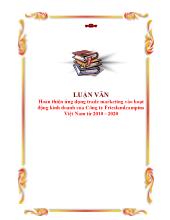 Luận văn Hoàn thiện ứng dụng trade marketing vào hoạt động kinh doanh của Công ty Frieslandcampina Việt Nam từ 2010 - 2020