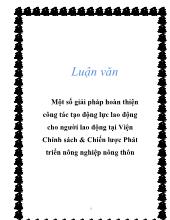 Luận văn Một số giải pháp hoàn thiện công tác tạo động lực lao động cho người lao động tại viện chính sách và chiến lược phát triển nông nghiệp nông thôn
